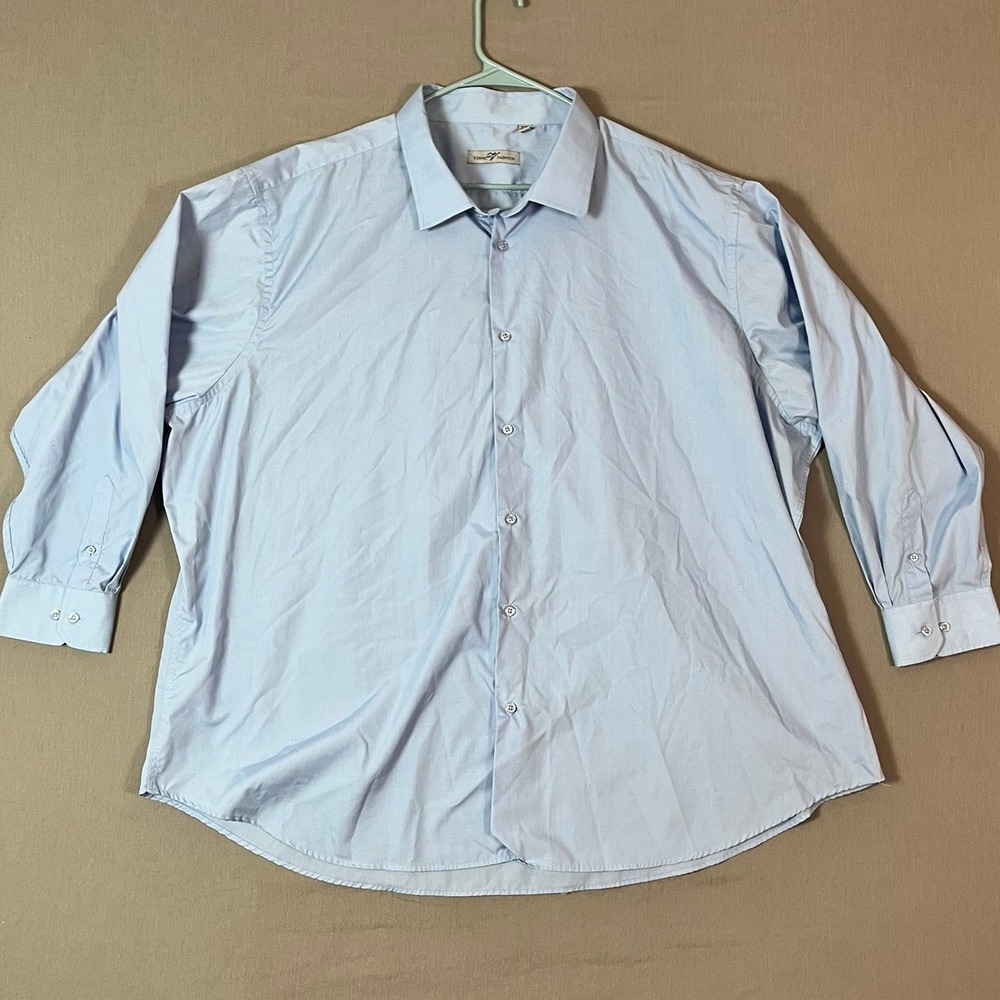 Verno Fashion Dress Shirt 21-21.5 34/35 Light Blue Classic Fit EUC